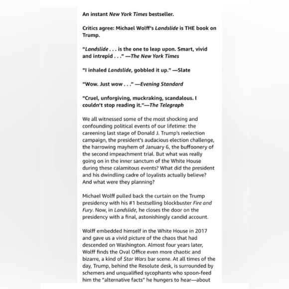 Landslide : “The Final Days of the Trump Presidency” by Michael Wolff (2021) - Picture 5 of 6